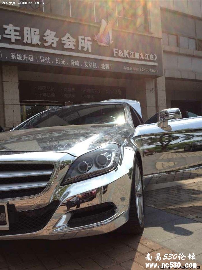 奔驰cls300电镀银贴膜~~摄人心魂的电镀银哇~~