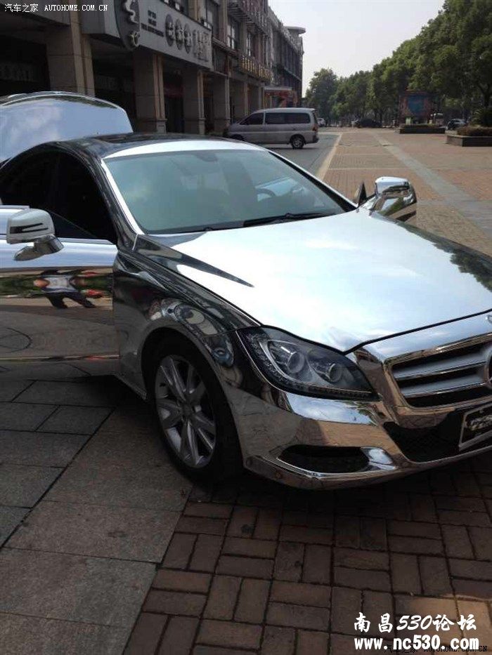 奔驰cls300电镀银贴膜~~摄人心魂的电镀银哇~~