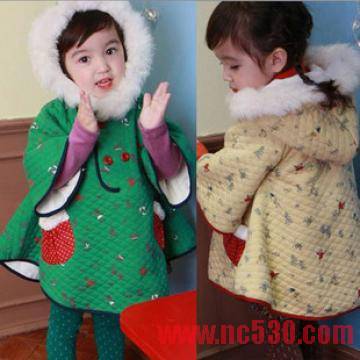 B2W2新款俏皮公主毛毛领9分袖棉服棉袄外套大衣.jpg